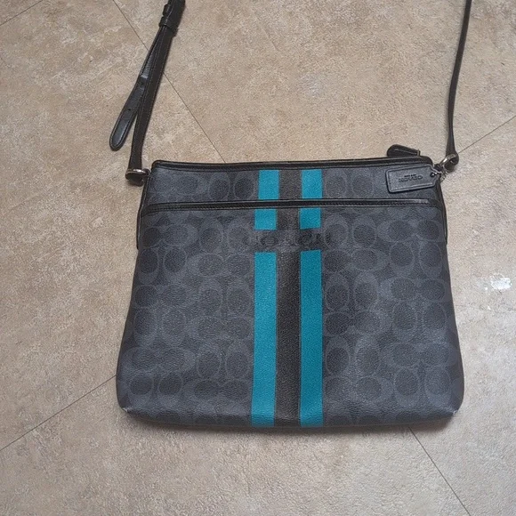 Coach Sig. Varsity Blue Leather Crossbody Bag - Picture 3 of 7